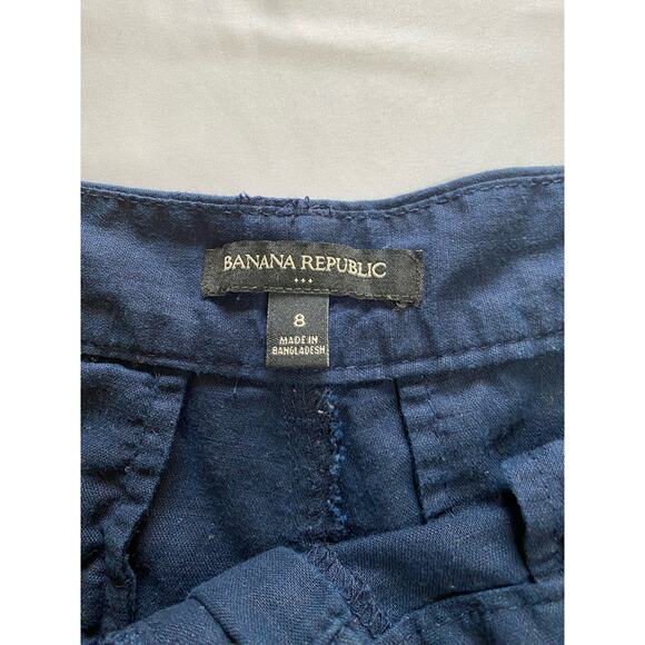 Banana Republic Pants Women Size 8 Navy Linen Wide Leg Flowy Summer Work Casual - Picture 5 of 6